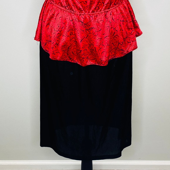 Vintage 80s Draped Peplum Dress Women Small Stretch Secretary Career Date Retro - Picture 8 of 10